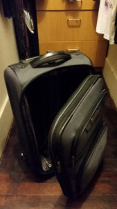 A carryon suitcase