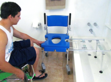 Go-Anywhere commode, shower 'n' tub chair (CST) setup in tub